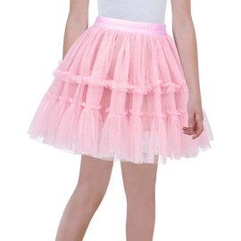 FEOYA Girls Skirt Tulle Dance Skirt Tutu Princess Kids Puffy Skirt Elastic Waist A-Line Midi Skirt Casual Party B2 11-12 Years