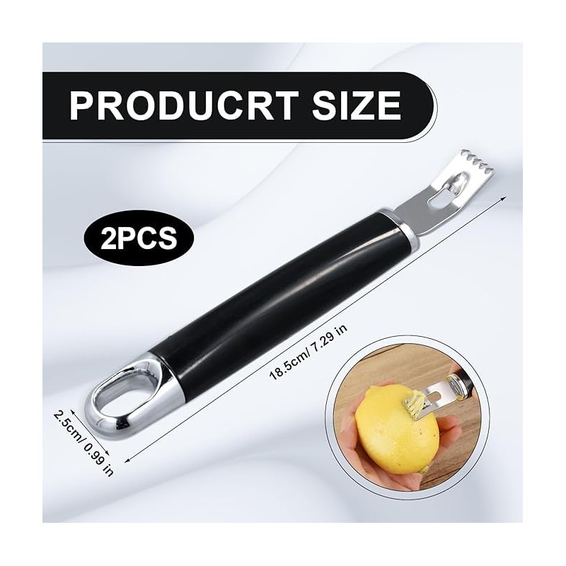 LiZEROGDAX 2Pcs Channel Knife, 2 in 1 Lemon Zester Tool,