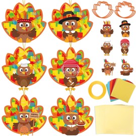 chiazllta 30 Sets Turkey Tissue Sign DIY Craft Kit for Kids Turkeys Crafts Bulk Thanksgiving Fall Turkey Craft Kit Fall Autumn Harvest DIY for Classroom Decor Home Office Activities