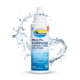 Cruelty-Free Travel Size Contact Lens Solution 3 Fl oz - Multipurpose Mild Cleaner & Conditioner for Eye Contact Lens Care by Clear Conscience