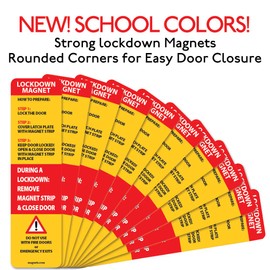 100 Pack - Lockdown Magnetic Strips for School Lockdowns - New and Improved! Durable 40mil Magnetic Strip (Red)