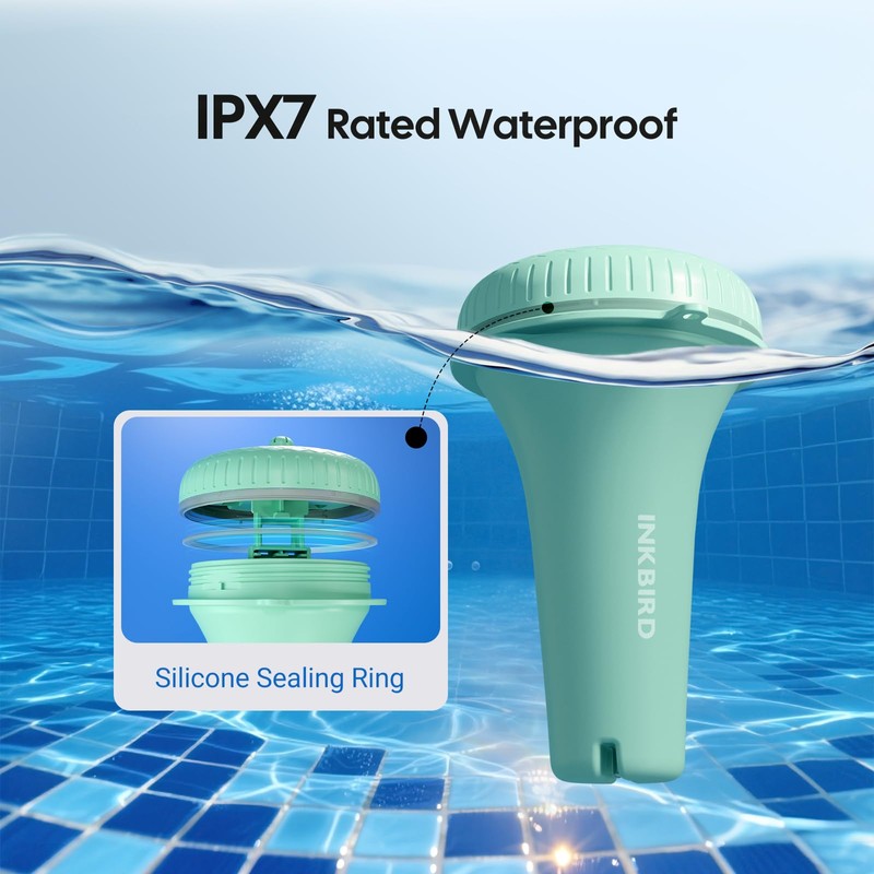 Inkbird Wireless Pool Thermometer and Receiver Set, Floating Thermometer with