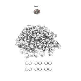 100 x 4mm Silver Eyelet with Bronze Inner Hole for Clothes and Leather Crafts - Grommets for Adding Ribbons, Fabric in Art and Sewing Projects - Ideal for Bags, Scrapbooking, and Clothing Repair