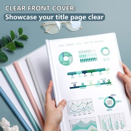 INDKOPVA Report Covers with Sliding Bar, 10 Pcs Premium Clear Front Report Covers Fit Letter A4 Size [Up to 80 Sheet Capacity] for Office School Home Organizer Binder (Color, 10 Pcs)