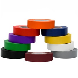 Colored Electrical Tape, 10 Extra-Large Rolls, .75 In x 66 Ft, Bulk Waterproof Electric Tape for Color Coding Wire Insulation, Thin Weatherproof Cable Tape, Indoor & Outdoor Electrical Wire Tape