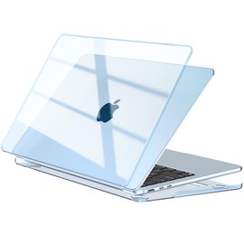 EooCoo Compatible for MacBook Air 15 inch Case M4 M3 M2 A3241 A3114 A2941 with Touch ID,2023 2024 2025 Release, Protective Plastic Hard Shell, Smooth Shiny Surface Laptop Cover, Crystal Sky Blue