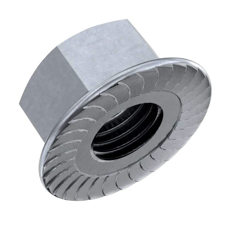 M6 Flange Nuts with Locking Toothing (Pack of 50) Galvanised
