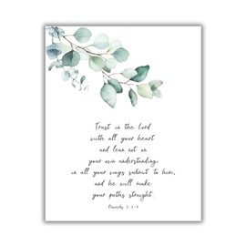 Trust in the Lord Wall Art Proverbs 3 5-6 Bible Verse Quote Christian Botanical Prints UNFRAMED 8x10 Crafty Cow Design