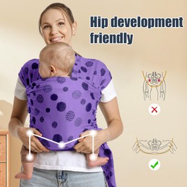 Anecoes Baby Wraps Carrier - Polka Dots Pattern - All-in-One Baby Wearing Wrap Hands-Free Design Infant Sling Carrier, Soft, Comfortable Fabric for Newborns to Toddlers 7-35 lbs