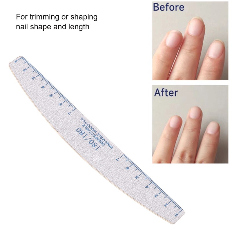 50PCS 180/180 Grit Nail File Reusable Washable Professional Nail Care