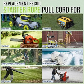 GOLDEN COCK Recoil Starter Rope Pull Cord for Husqvarna, STIHL, Craftsman, Poulan Lawn Mowers, Chainsaws, Trimmers, Edgers, and Brush Cutters (5mm x 2.5m)