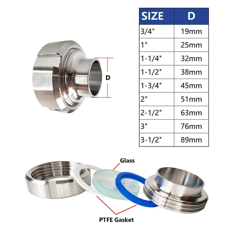 LOZOME 1-1/2" Weld Union Sight Glass Sanitary Weld Sight Glass