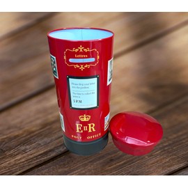 Money Box in the Shape of a Letterbox, Original Money Boxes from Tin with Lid, Large Metal Money Box (25 x 10 cm) (Red Seals)