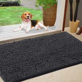 IM HOME Durable Chenille Absorbent Door Mat Indoor Doormat 24" x 36", Washable Door Mats for Dog Non Slip Heavy Door Rug Soft Front Inside Doormat for Entryway, Mud Room, Patio Dark Gray