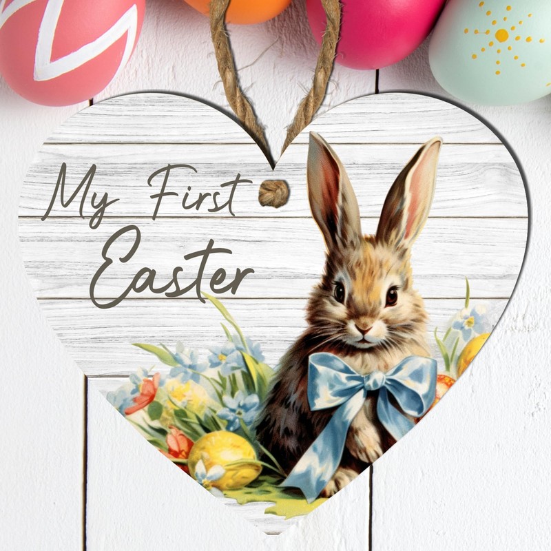 My First Easter Wooden Heart Plaque | Boy Rabbit Design