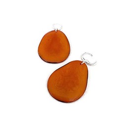 Large Tagua Earrings in Orange, Vegetable Ivory Dangle Earrings TAG194, Organic Earrings, Tagua Earrings in Orange, Leverback Earrings