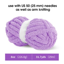 MABOZOO Chunky Yarn for Crocheting 8 Pack,Purple Fluffy Jumbo Chenille Yarn,Soft Plush Yarn Bulky,Giant Thick Fuzzy Yarn for Hand Knitting or Arm Knitting (31.7 yds,8 oz Each Skein)