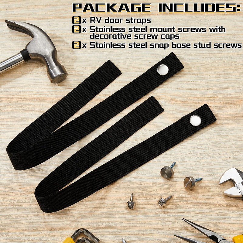 Tallew 2 Sets RV Sliding Door Straps with Button Snap
