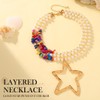 Zoestar Boho Pearl Necklace, Gold Star Pendant Choker Necklaces, Turquoise