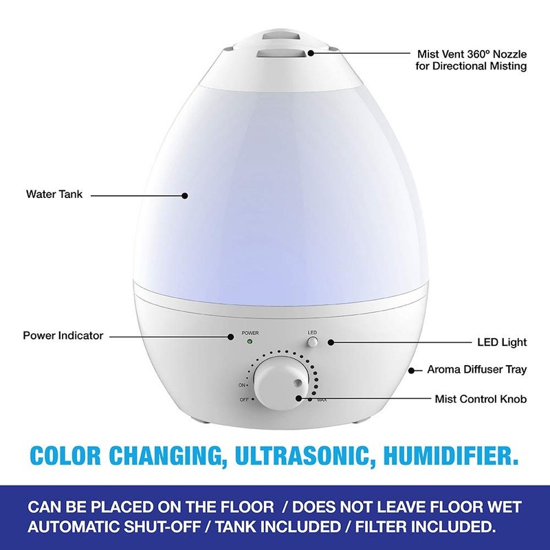 Bell+howell 7 Led Color Changing Humidifer With Aroma Diffuser, 3.8