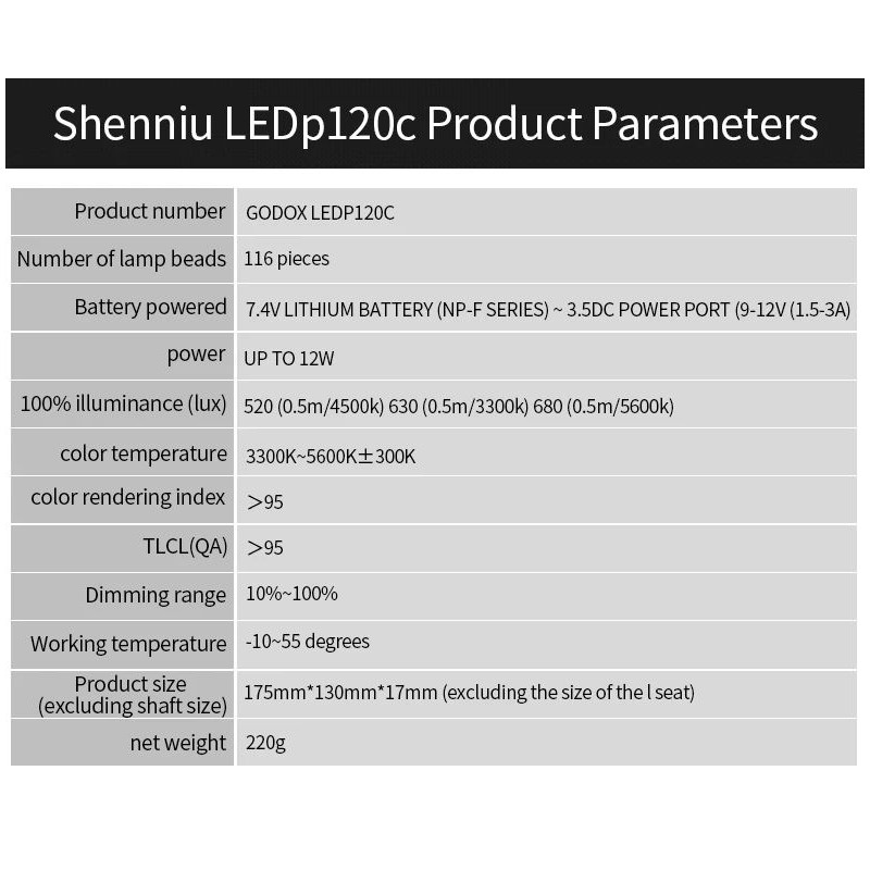 LEDP120C Ultra-thin 12W Dimmable LED Video Light Panel Fill-in On-camera