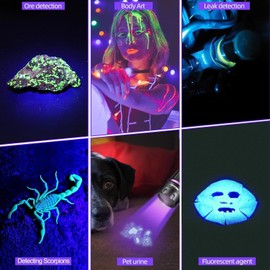 ALONEFIRE SV125 Mini 365nm UV Flashlight USB C Rechargeable Digital Display Woods Lamp Money Detector Black Light for Pet Urine Detection, Scorpion, Fishing, Minerals, Rocks with Battery