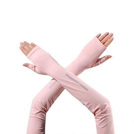 [Ciyar] 日焼け防止手袋 アームカバー 指掛けタイプ 女性向け UPF50+ 腕カバー UV手袋 5本指出し夏 紫外線対策 通気性 伸縮性 吸汗速乾 滑り止め アウトドア 手荒れ対策 通勤 通学 運転 自転車 Pink