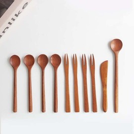 Nicot wood teaspoon tea fork dessert set 10P / 니코트  우드 티스푼 티포크 디저트세트 10P