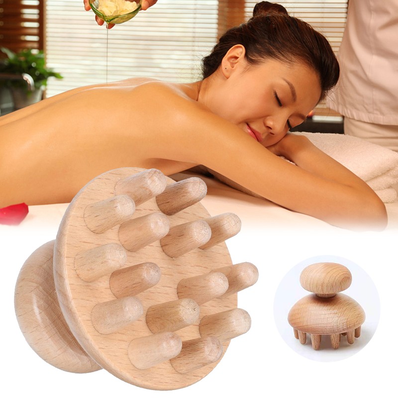 Wooden Massage Brush Mushroom Shaped Hairbrush for Scalp Relax Scalp