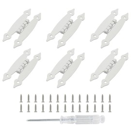 Kyuionty 6 Pack H-Shape Cabinet Hinges, Hammercraft Flush Door Hinge for Kitchen Cupboard Wardrobe (White)