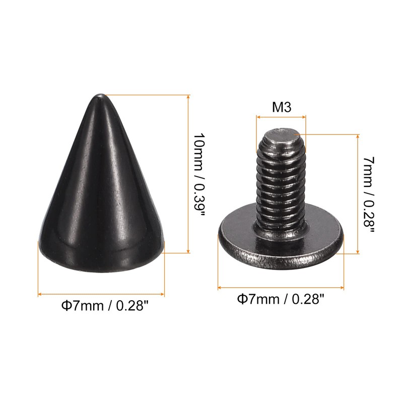 QUARKZMAN 100 Sets Punk Rivets Decorative Cones Tips Rivets 7