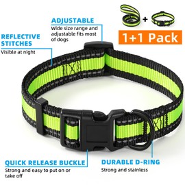 Mile High Life | Reflective Collar Leash Set (Adjustable, Lime Green, Large Pack of 2)