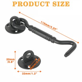 Alise Hook and Eyes Catch Door Latch Locks for Window Barns Cabin Sliding Doors Double Gates Garage Shed Doors,4 Inch Solid Stainless Steel Latches,Matte Black,MC5004-B