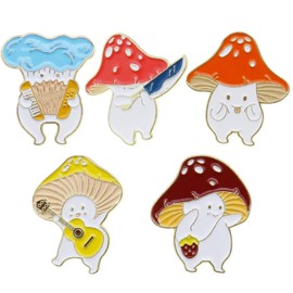 The Lord of the Tools 5PCS Mushroom Enamel Brooch Pins Lapel Badge Cartoon Plant Delicate Cute Button Pins for Backpack Clothes Hats Decorations 5 Styles