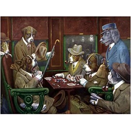 His Station and Four Aces Dogs by Cassius Marcellus Coolidge Accent Tile Mural Kitchen Bathroom Wall Backsplash Behind Stove Range Sink Splashback One Tile 8"x6" Ceramic, Glossy