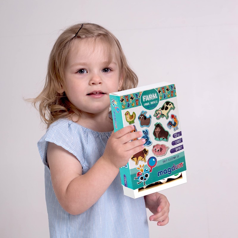 MAGDUM Children's Farm Animal Magnet Set – 15 Large Fridge