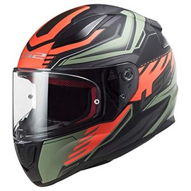 LS2 Helmets Full Face Rapid Gale Street Helmet (Matte Black Red Matte Green - X-Small)
