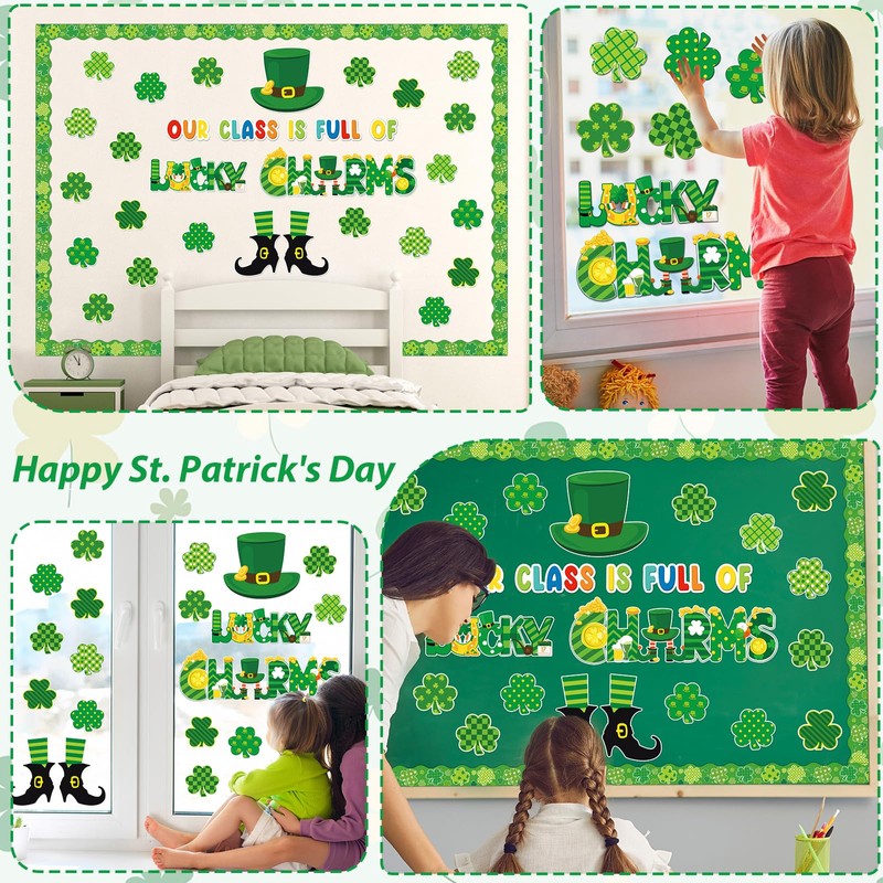 gisgfim St.Patrick Day Bulletin Board Decoration Set Lucky Shamrock Borders