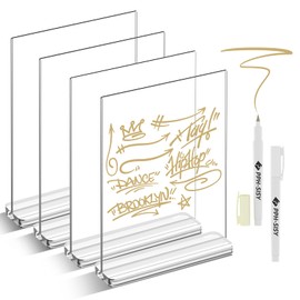 PPH-Sisy 8.5x11 Acrylic Sign Holder with 2 Dry-Erase Markers, Clear Double-Sided Display Stands Flyer Holder for Menu Restaurants Retail Stores Offices, 3 Packs