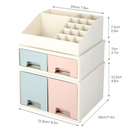 ROSELIFE Stationery Organizer Box, Cosmetic Storage Box, Pen/Pencil, Remote Control, Office Supplies, Business Card Holder, Free Combination, [TAD-10] w/ 4 Drawers + 16 Slots