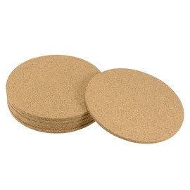 sourcing map Cork Coasters Wooden Trivet Drinks Mats, Round 4.7 Inch Diameter, 0.16 Inch Thick for Home Bar Kitchen Restaurant Lab, Yellow, Pack of 6