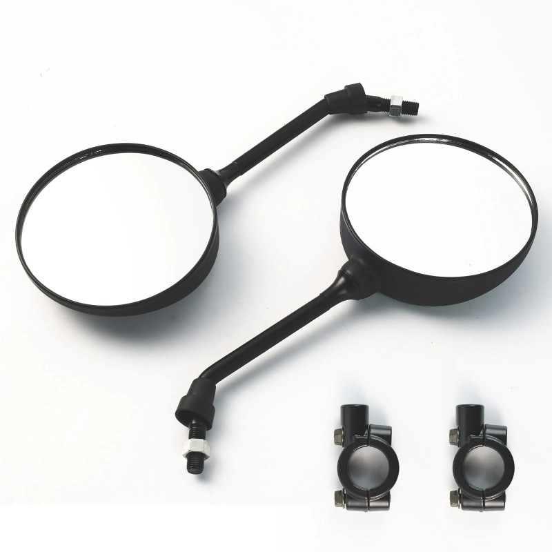 Unbranded Set Of 2 Rear View Motorcycle Mirrors Universal Black