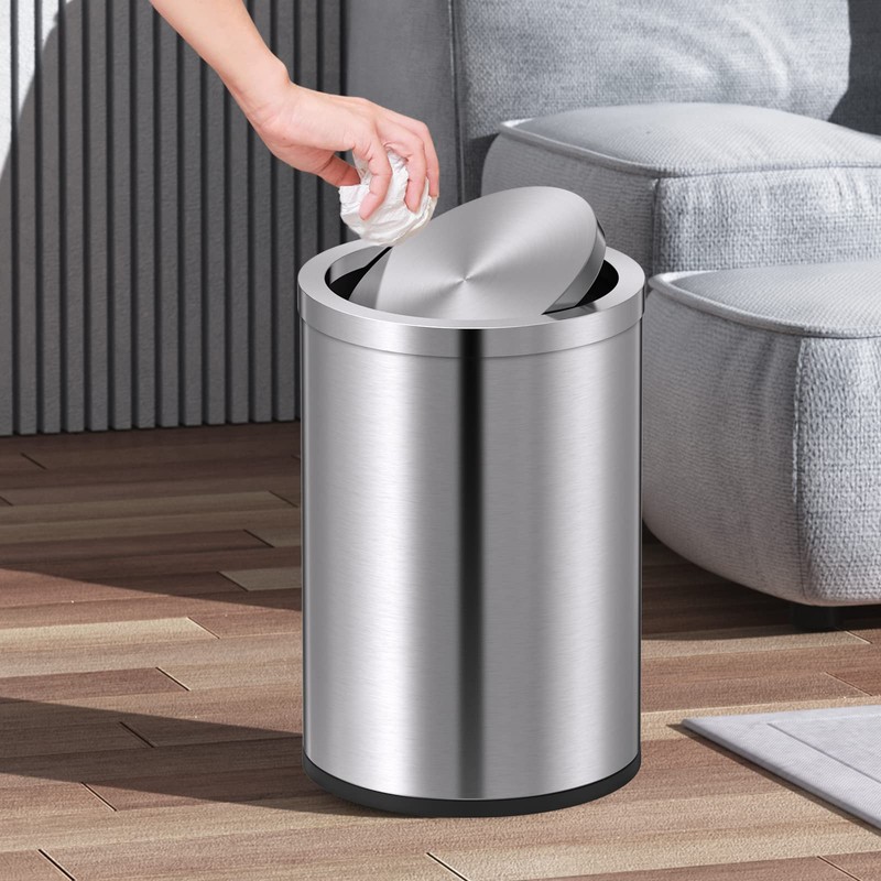 Mbillion Small Trash Can with Swing Lid 2.4 Gallons/9 Liter,