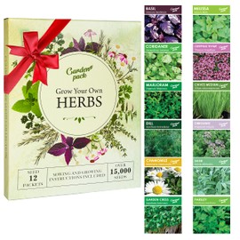 Grow Your Own Herbs Garden Kit - 12 Herb Seeds Variety Pack - Basil, Mint, Rosemary Seeds & More Packets in a Box with Growing Manual by Garden Pack
