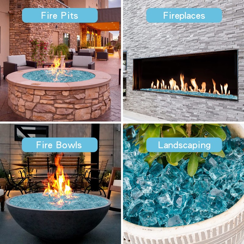 Skyflame High Luster 10-Pound Fire Glass for Fire Pit Fireplace