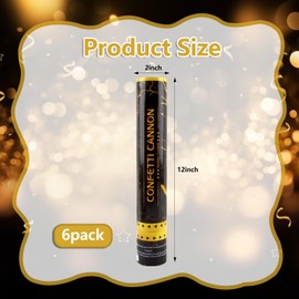 6 Pack Gold Confetti Poppers | Gold Confetti Cannon | Gold Party Poppers Confetti Shooters | Gold 12 Inch Confetti Bomb | Gold Confetti Poppers Bulk for Wedding Birthday Christmas New Year’s Eve
