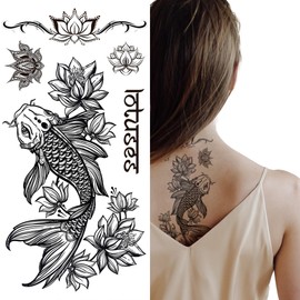 Supperb® Temporary Tattoos - Fish & Lotus (Set of 2)