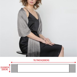 Glitter Sparkle Shawl Wrap, Ladies Scarves Women Sparkling Shawls and Wraps With Tassels Fringe Womens Evening Wrap Stole Shawl for Bridal Weddings Evening Party Formal Dresses - Black Silver