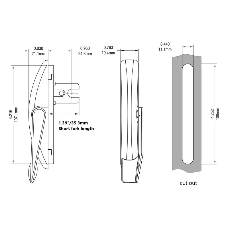 ACME window hardware Multi Point Locking Handle, Short Fork Length,