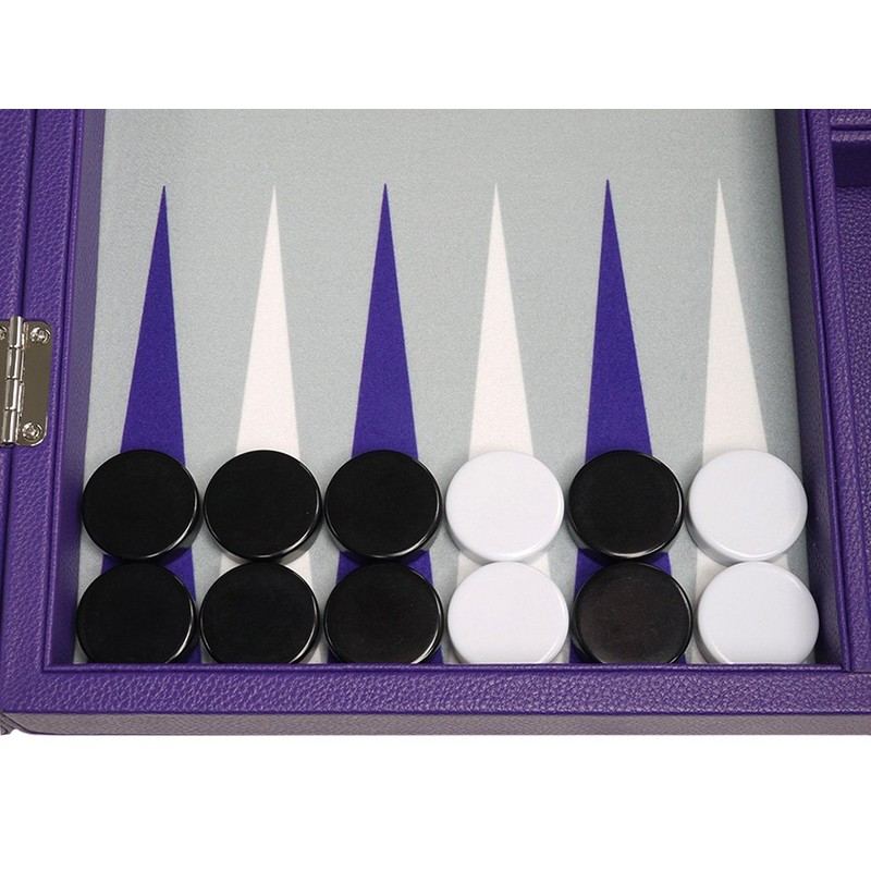 16-inch Premium Backgammon Set - Medium Size - Purple Board
